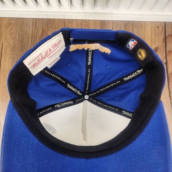 Mitchell Ness Golden State Warriors Snapback Hat Cap Blue White Retro NBA Sports - Picture 9 of 10